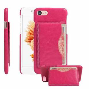 For  iPhone 8 & 7  Leather Case Back Shell Cover with Holder & Card Slot & Wallet(Magenta)