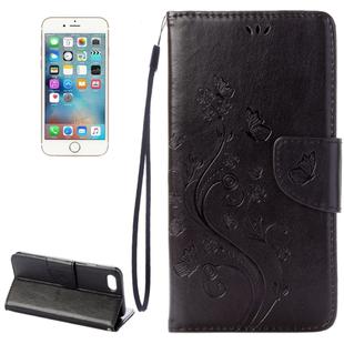 For  iPhone 8 & 7  Pressed Flowers Horizontal Flip Leather Case with Holder & Card Slots & Wallet(Black)