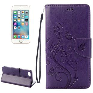 For  iPhone 8 & 7  Pressed Flowers Horizontal Flip Leather Case with Holder & Card Slots & Wallet(Purple)