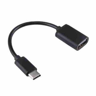8.3cm USB Female to Type-C Male Metal Wire OTG Cable Charging Data Cable(Black)