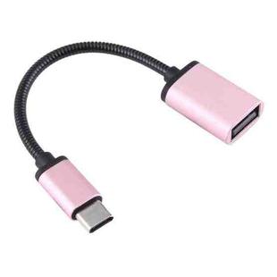 8.3cm USB Female to Type-C Male Metal Wire OTG Cable Charging Data Cable(Rose Gold)