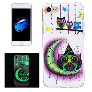 For  iPhone 8 & 7  Noctilucent Moon And Owls Pattern IMD Workmanship Soft TPU Back Cover Case