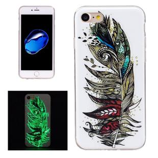 For  iPhone 8 & 7  Noctilucent Feather Pattern IMD Workmanship Soft TPU Back Cover Case