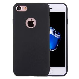 For  iPhone 8 & 7  Solid Color TPU Protective Case with Round Hole(Black)