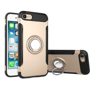 For  iPhone 8 & 7  Phone Ring Armor TPU + PC 360 Degrees Rotation Magnetic Phone Ring Stent Combination Case(Gold)
