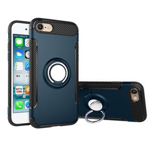 For  iPhone 8 & 7  Phone Ring Armor TPU + PC 360 Degrees Rotation Magnetic Phone Ring Stent Combination Case(navy)