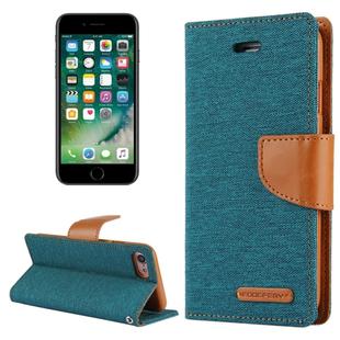 GOOSPERY CANVAS DIARY for  iPhone 8 & 7  Canvas Texture Horizontal Flip Leather Case with Card Slots & Wallet & Holder(Green)