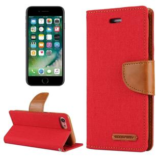 GOOSPERY CANVAS DIARY for  iPhone 8 & 7  Canvas Texture Horizontal Flip Leather Case with Card Slots & Wallet & Holder(Red)
