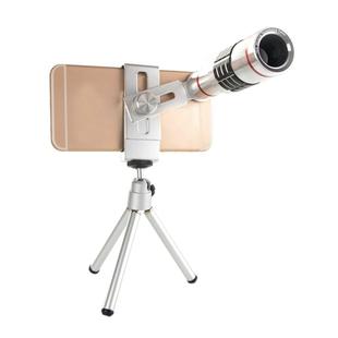 Universal 18X Magnification Lens Mobile Phone 3 in 1 Telescope + Tripod Mount + Mobile Phone Clip(Silver)