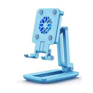 F6 Foldable Mobile Phone Tablet Desktop Stand Holder With Fill Light & Heat Dissipation (Sky Blue)