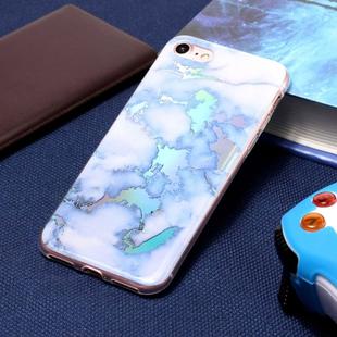 For iPhone SE 2020 & 8 & 7 Blue Gold Marble Pattern Soft Protective Back Cover Case