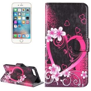 For iPhone 8 Plus & 7 Plus   Peach Blossom Heart Pattern Leather Case with Holder & Card Slots & Wallet