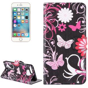 For iPhone 8 Plus & 7 Plus   Pink Butterfly Pattern Leather Case with Holder & Card Slots & Wallet