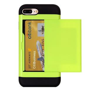 For iPhone 8 Plus & 7 Plus   Slide Style TPU + PC Combination Case with Card Slot(Green)