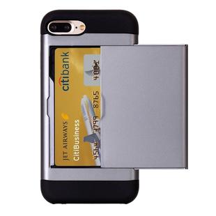 For iPhone 8 Plus & 7 Plus   Slide Style TPU + PC Combination Case with Card Slot(Grey)