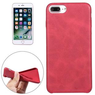 For iPhone 8 Plus & 7 Plus   Crazy Horse Texture Leather Surface Soft TPU Protective Back Case(Red)