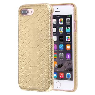For iPhone 8 Plus & 7 Plus   Snakeskin Texture Paste Skin PC Protective Case(Gold)
