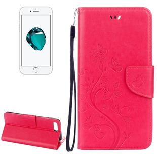 For iPhone 8 Plus & 7 Plus   Flowers Embossing Horizontal Flip Leather Case with Holder & Card Slots & Wallet & Lanyard(Magenta)