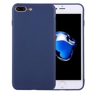 For iPhone 8 Plus & 7 Plus   Solid Color TPU Protective Case Without Round Hole(Dark Blue)