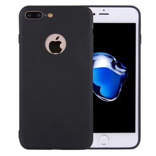 For iPhone 8 Plus & 7 Plus   Solid Color TPU Protective Case with Round Hole(Black)