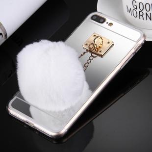For iPhone 8 Plus & 7 Plus   Electroplating Mirror TPU Protective Cover Case with Furry Ball Chain Pendant(Silver)
