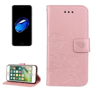 Fro iPhone 8 Plus & 7 Plus   Roses Pressed Flowers Pattern Flip Leather Case with Holder & Card Slots & Wallet (Rose Gold)
