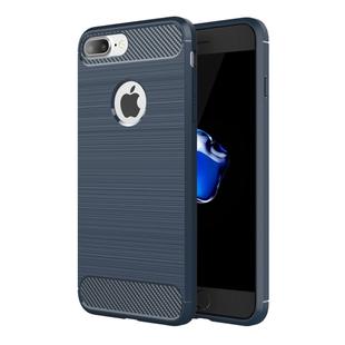 For iPhone 7 Plus Brushed Texture Fiber TPU Rugged Armor Protective Case(Dark Blue)