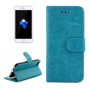 For iPhone 8 Plus & 7 Plus   Crazy Horse Texture Horizontal Flip Leather Case with Holder & Card Slots & Wallet & Photo Frame (Blue)