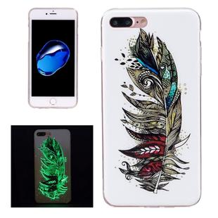 For iPhone 8 Plus & 7 Plus   Noctilucent Feather Pattern IMD Workmanship Soft TPU Back Cover Case