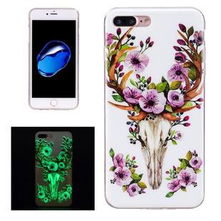 For iPhone 8 Plus & 7 Plus   Noctilucent Sika Deer Pattern IMD Workmanship Soft TPU Back Cover Case
