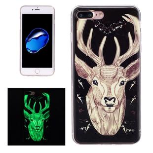 For iPhone 8 Plus & 7 Plus   Noctilucent Deer Pattern IMD Workmanship Soft TPU Back Cover Case