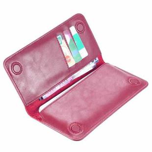 FLOVEME Universal Magnetic Genuine Leather Horizontal Flip Protective Case with Card Slots & Wallet for iPhone / Samsung / Huawei / Xiaomi / 5.5 inch Below Smartphones(Magenta)