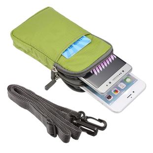 Universal Multi-function Plaid Texture Double Layer Zipper Sports Waist Bag / Shoulder Bag for iPhone X  & 7 & 7 Plus / Galaxy  S9+ / S8+ / Note 8 / Sony Xperia Z5 / Huawei Mate 8, Size: 16.5 x 9.0 x 3.0cm(Green)