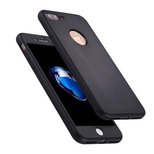 For iPhone 8 Plus & 7 Plus Stylish Lightweight 360 Degree Shockproof Detachable TPU + PC Combination Protective Case (Black)