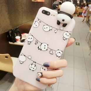 For iPhone 8 Plus & 7 Plus   Hang The Clothes Pandas Pattern 3D Lovely Papa Panda Dropproof Protective Back Cover Case