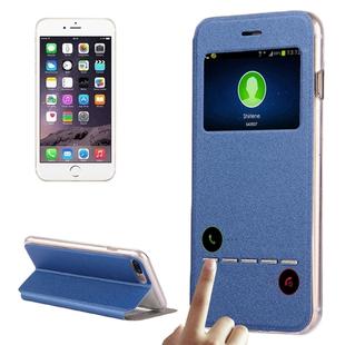 For iPhone 8 Plus & 7 Plus   Horizontal Flip Leather Case with Call Display ID & Holder(Blue)