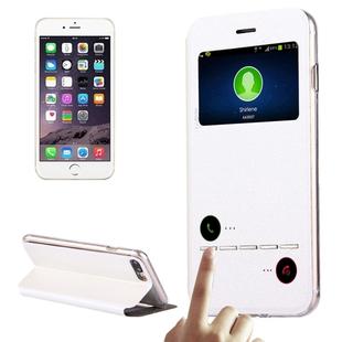 For iPhone 8 Plus & 7 Plus   Horizontal Flip Leather Case with Call Display ID & Holder(White)