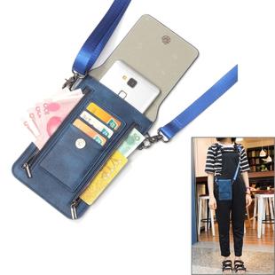 6.3 inch and Below Universal PU Leather Double Zipper Shoulder Carrying Bag with Card Slots & Wallet for Sony, Huawei, Meizu, Lenovo, ASUS, Cubot, Oneplus, Dreami, Oukitel, Xiaomi, Ulefone, Letv, DOOGEE, Vkworld, and other Smartphones (Dark Blue)