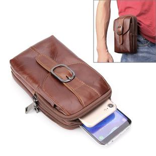 6.3 inch and Below Universal Crazy Horse Texture Genuine Leather Men Vertical Style Case Waist Bag with Belt Hole for Sony, Huawei, Meizu, Lenovo, ASUS, Cubot, Oneplus, Xiaomi, Ulefone, Letv, DOOGEE, Vkworld, and other Smartphones(Brown)