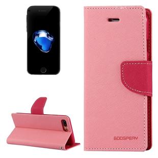 GOOSPERY FANCY DIARY for iPhone 8 Plus & 7 Plus   Cross Texture Horizontal Flip Leather Case with Card Slots & Wallet & Holder(Pink)