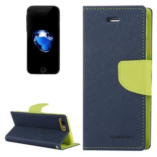 GOOSPERY FANCY DIARY for iPhone 8 Plus & 7 Plus   Cross Texture Horizontal Flip Leather Case with Card Slots & Wallet & Holder(navy)