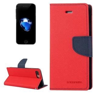 GOOSPERY FANCY DIARY for iPhone 8 Plus & 7 Plus   Cross Texture Horizontal Flip Leather Case with Card Slots & Wallet & Holder(Red)