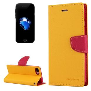 GOOSPERY FANCY DIARY for iPhone 8 Plus & 7 Plus   Cross Texture Horizontal Flip Leather Case with Card Slots & Wallet & Holder(Yellow)