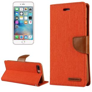 GOOSPERY CANVAS DIARY for iPhone 8 Plus & 7 Plus   Canvas Texture Horizontal Flip Leather Case with Card Slots & Wallet & Holder(Orange)