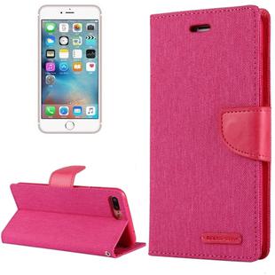 GOOSPERY CANVAS DIARY for iPhone 8 Plus & 7 Plus   Canvas Texture Horizontal Flip Leather Case with Card Slots & Wallet & Holder(Magenta)