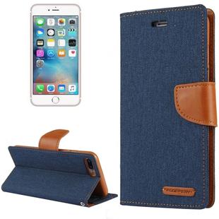 GOOSPERY CANVAS DIARY for iPhone 8 Plus & 7 Plus   Canvas Texture Horizontal Flip Leather Case with Card Slots & Wallet & Holder(Navy Blue)