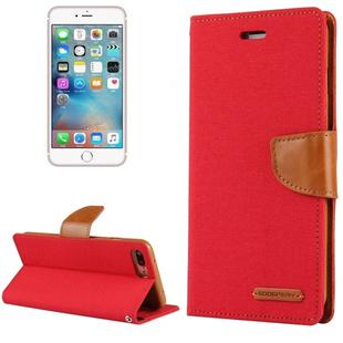 GOOSPERY CANVAS DIARY for iPhone 8 Plus & 7 Plus   Canvas Texture Horizontal Flip Leather Case with Card Slots & Wallet & Holder(Red)