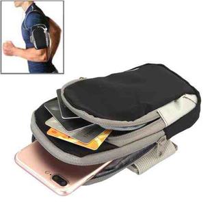 Universal Zipper Double Bag Multi-functional Sport Arm Case with Earphone Hole for iPhone X , iPhone, Samsung, HTC, Sony, Lenovo, Huawei, Xiaomi and other Smartphones, Internal Size: 17.5x10x3cm(Black)