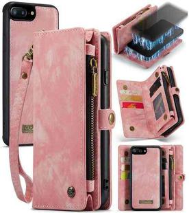 CaseMe for iPhone 8 Plus & 7 Plus   Multifunctional Leather Billfold with Detachable Magnetic PC Back Protective Case & Holder & 11 Card Slots & 3 Cash Slots & 1 Zipper Wallet & 2 Photo Frames & 3 Magnetic Clasps (Pink)