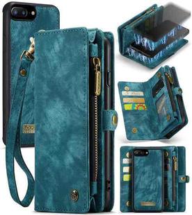 CaseMe for iPhone 8 Plus & 7 Plus   Multifunctional Leather Billfold with Detachable Magnetic PC Back Protective Case & Holder & 11 Card Slots & 3 Cash Slots & 1 Zipper Wallet & 2 Photo Frames & 3 Magnetic Clasps(Blue)